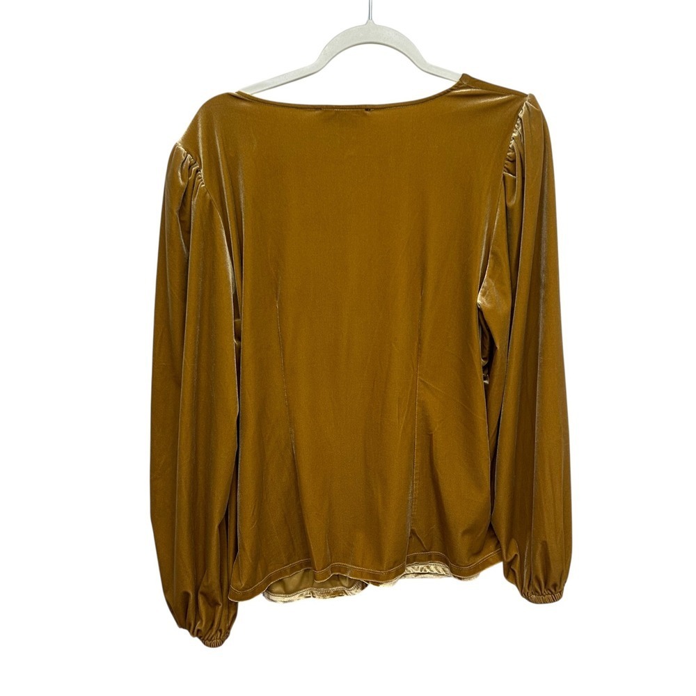 Velvet Ruched Sweetheart Blouse Top‎ XL Gold Long Sleeve Glam Luxe whimsigoth - Picture 5 of 7